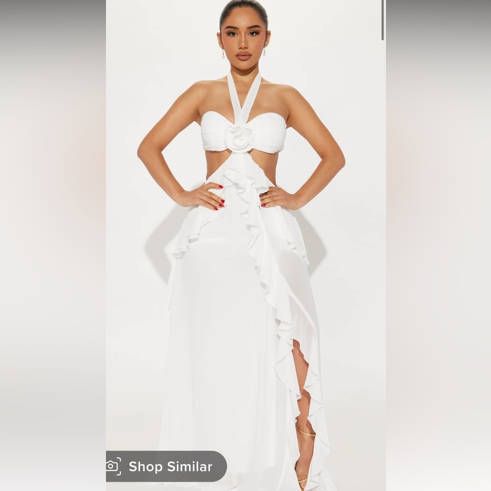 White ruffle maxi dress - Picture 1 of 3
